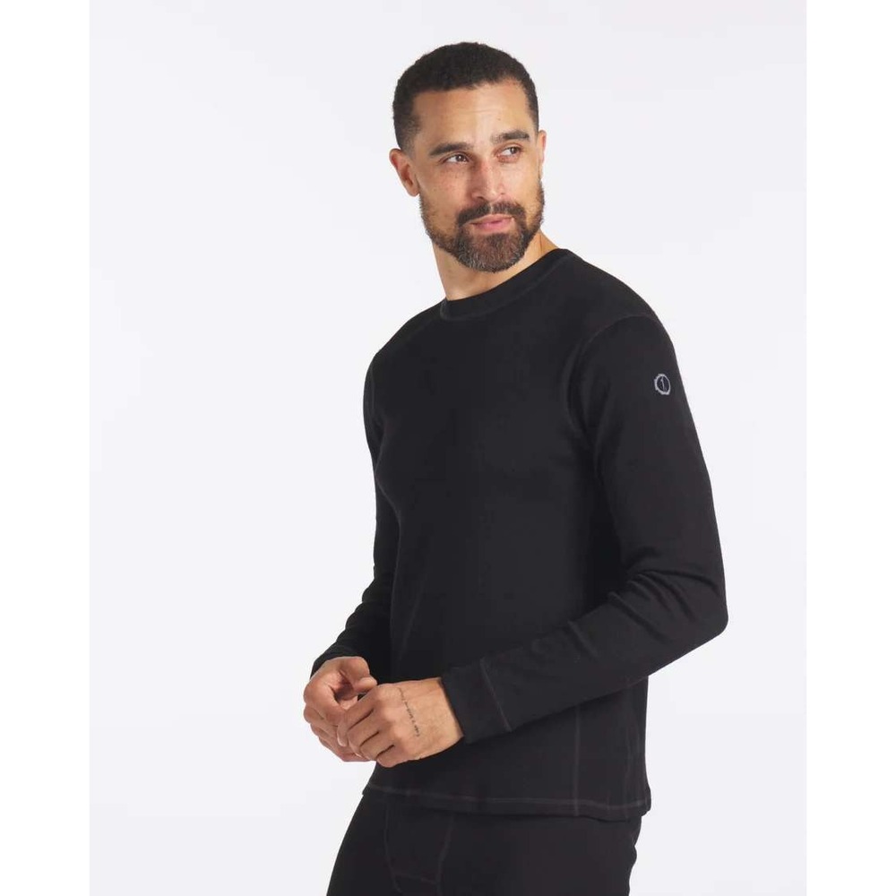 PAKA Men's $145 Large Black 1.0 Alpaca Wool Thermal Base Layer Long Sleeve Crew